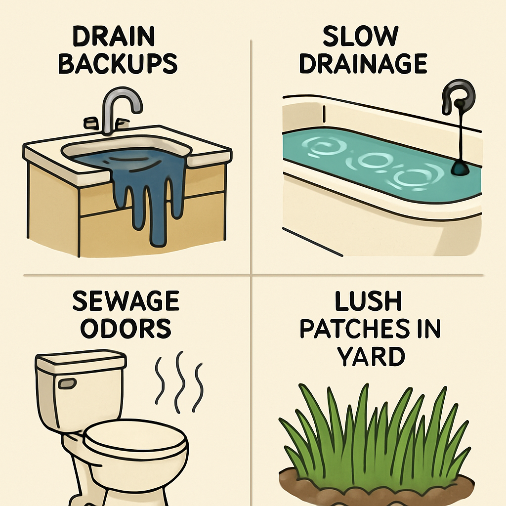 Illustration showing common signs of sewer line issues