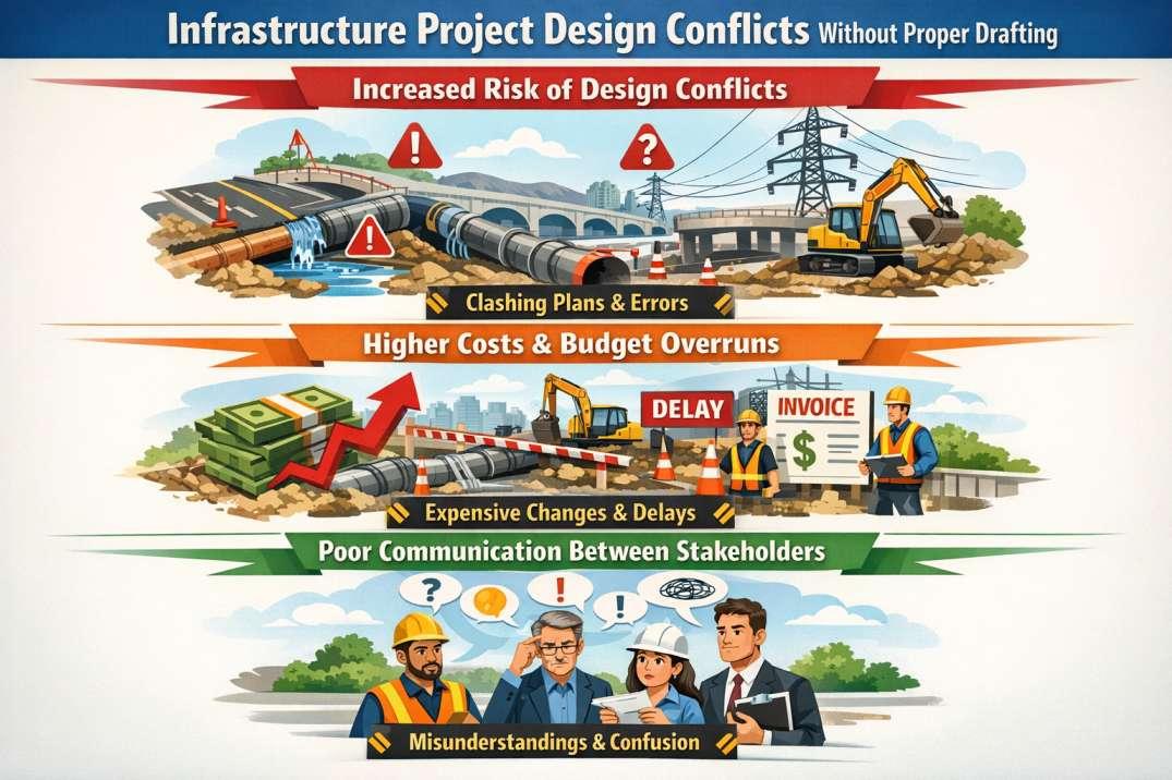 Infrastructure design conflicts due to lack of drafting services